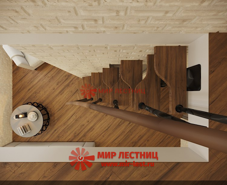 Модульная лестница Гусиный шаг «Black» («Мир Лестниц») 700 мм