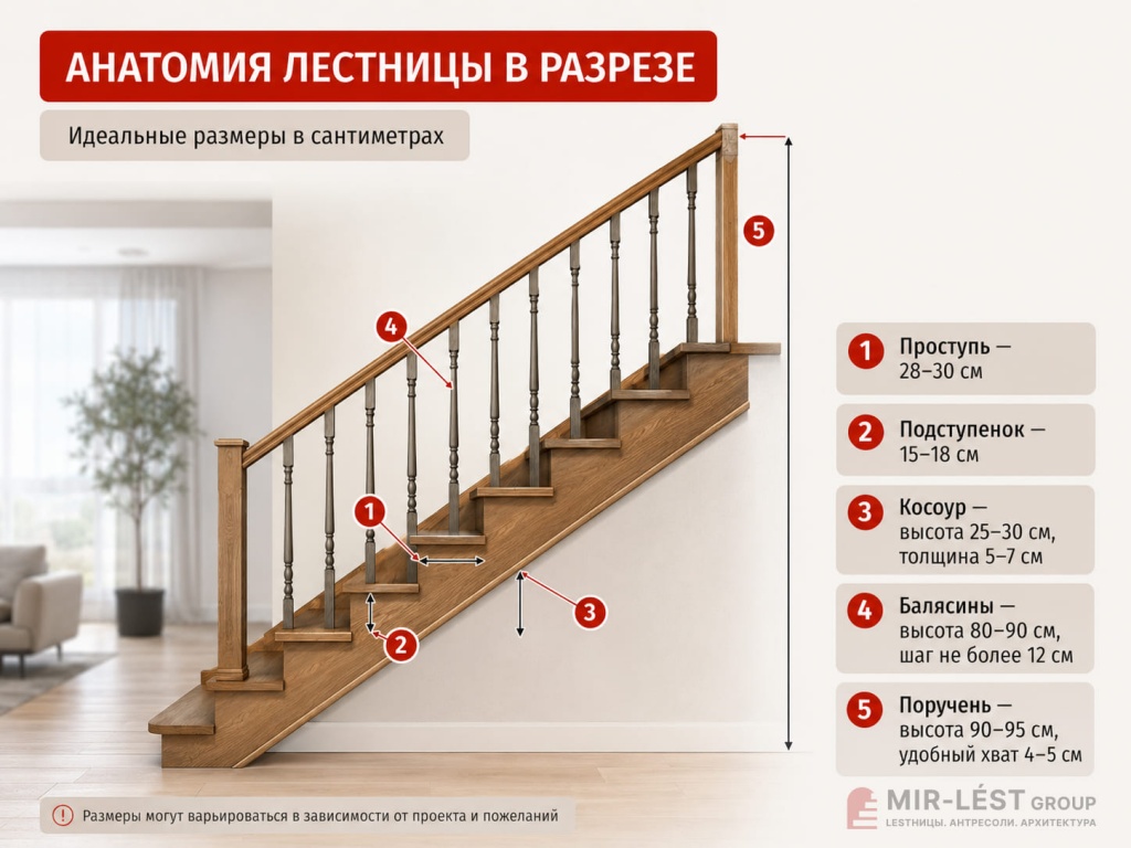 Анатомия лестницы в разрезе